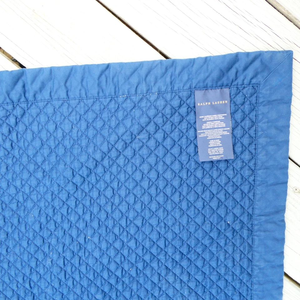 Edredón acolchado Ralph Lauren Wyatt Queen 90x92 pulgadas azul marino diamante Foto 3 de 4