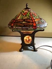 15” Multicolored Stained Glass Dragonfly Turtleback Table Lamp Vintage from 90’s