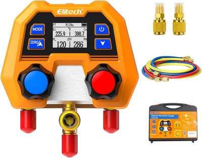 Digital Manifold Gauge Set for HVAC, Refrigeration & AC Systems, Supports R410A/