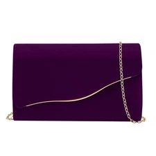 Clutch Purses for Women Evening Bag Faux Suede Formal Party Wedding Dark Purple