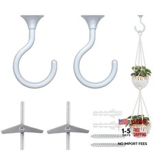 2 Sets Large Swag Ceiling Hooks 2.4 inch Heavy Duty Metal Ceiling Hooks 1 White