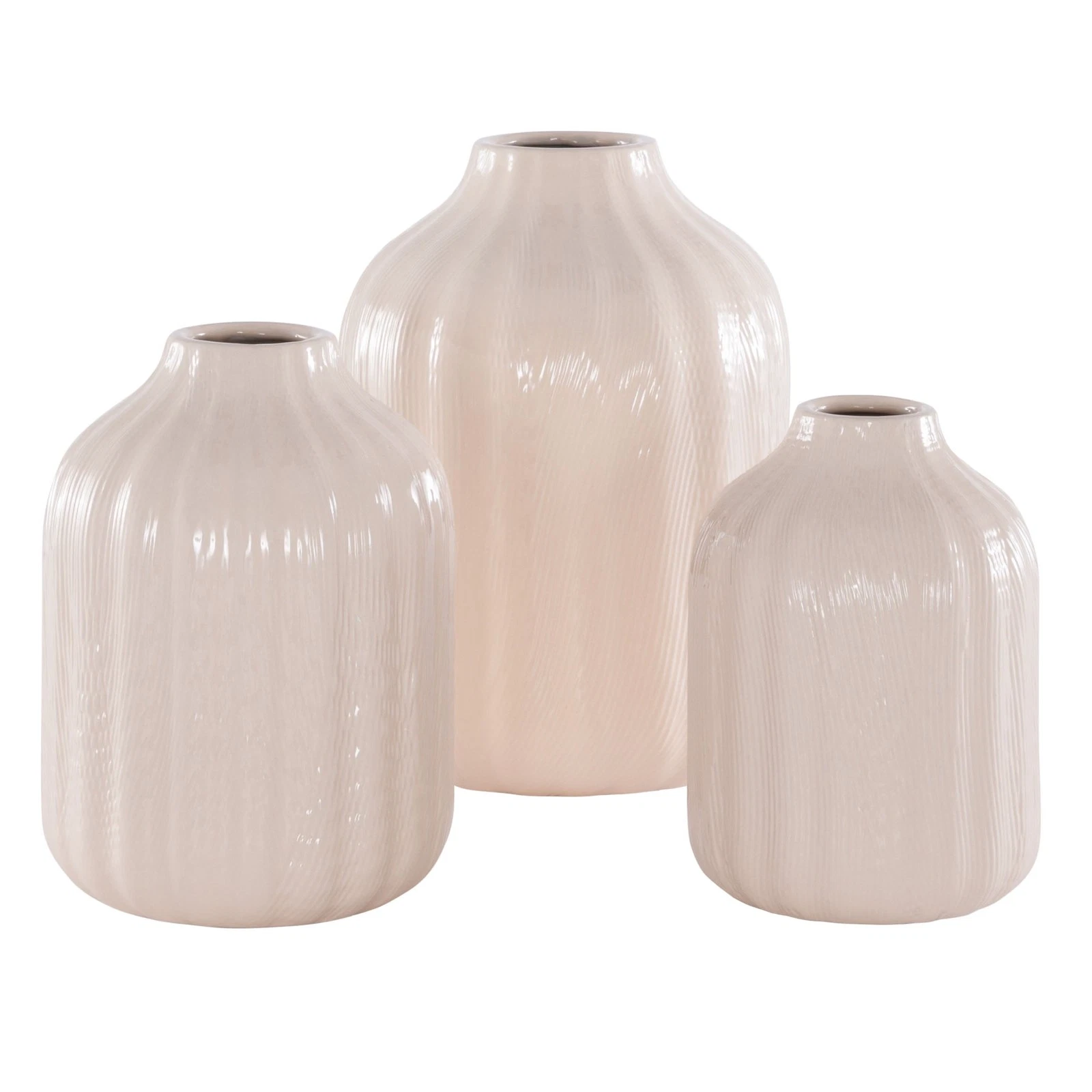 Joss Solid Ceramic Vase Set of 3 Ivory
