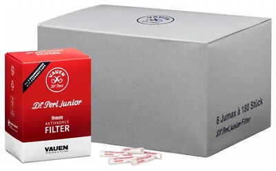 Dr. Perl Junior 8 Boxen a 180 Aktivkohle Pfeifen Filter JUMAX Vauen 9mm