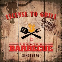 "20 Servietten\"License To Grill\"Holzwand*Shabby*Barbecue*Grillen*Fest*33X33 Ppd*"