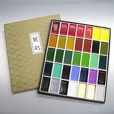 Kissho Japan Gansai Tambi Watercolor Jananese Art Paint 35 Colors Set