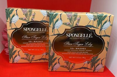 2 X Spongelle STAR TIGER LILY Buffer Flower Wash Sponge 3.5 Oz each New In Box