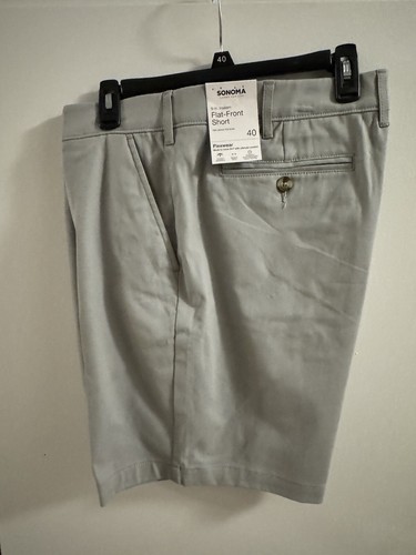 Mens Sonoma Flat Front Flexwear Golf Shorts Size 40 Grey New With Tags