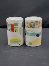 Cityscapes Ceramic Salt & Pepper Shakers City Skyline By Blue Harbor NEW