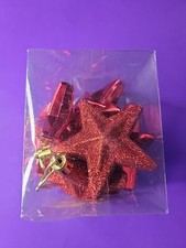 Box Of 6 Red Star Christmas Ornament