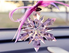 Crystal Ornament Edition Christmas Glass Snowflake Decor Pendant,pink