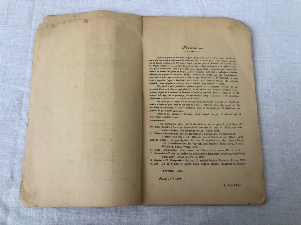 OLD ALBANIAN LANGUAGE SYNTAX BOOK FIRST PART 1940 FIRST KNOWING OF ALB. SYNTAX - Image 2 of 4