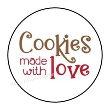 30 COOKIES MADE WITH LOVE ENVELOPE SEALS LABELS STICKERS PARTY FAVORS 1.5" ROUND
