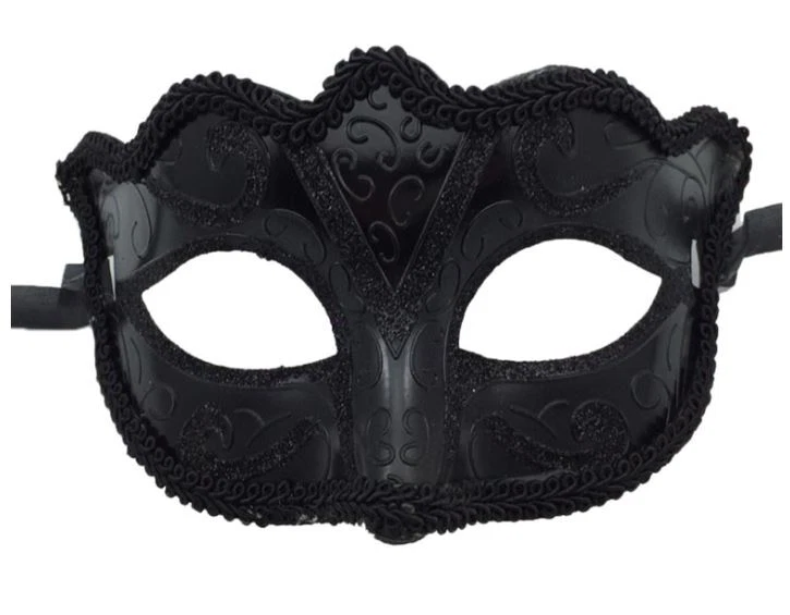 Black Venetian Masquerade Mask Party Prom Mardi Gras Halloween Costume Dancing - Image 3 of 4