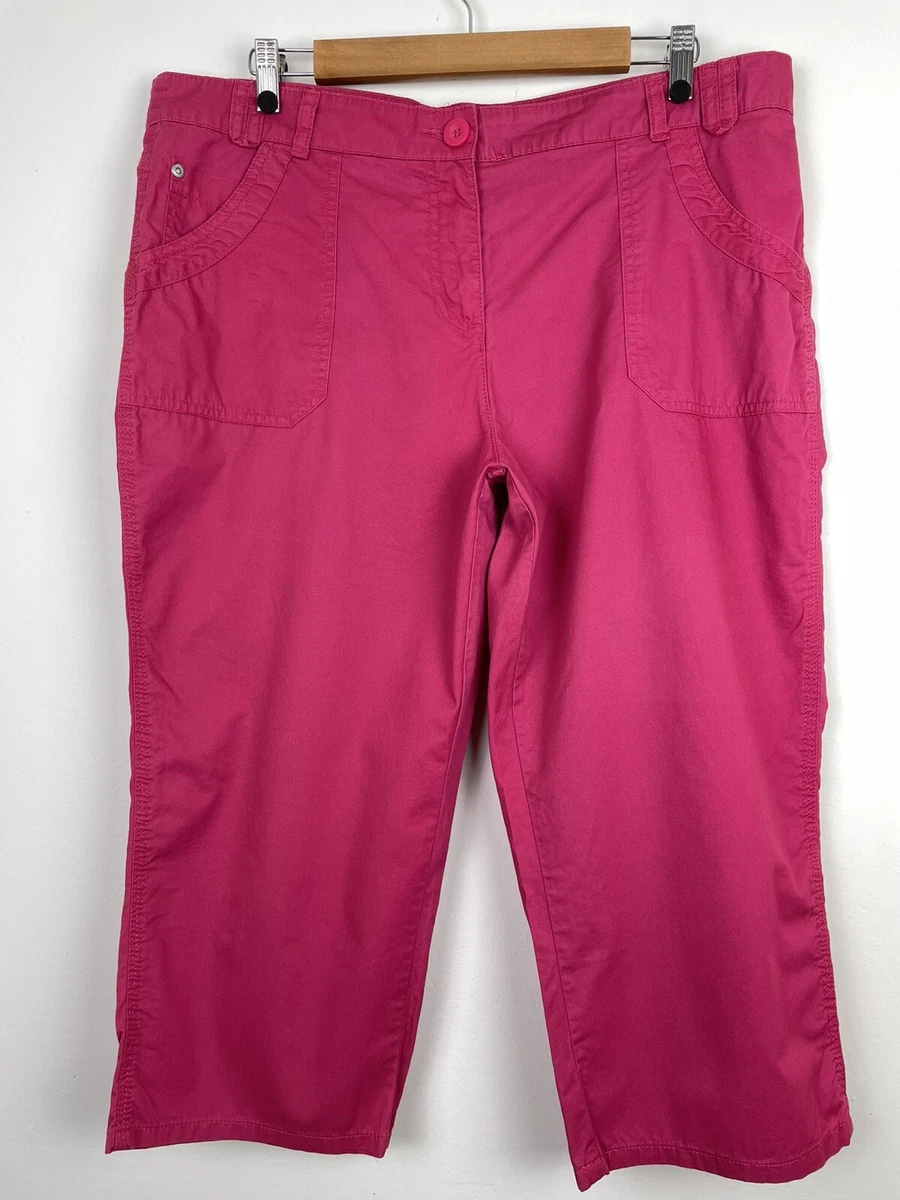 Debenhams Casual Collection Hot Pink Lightweight Cotton Cropped Trousers UK 16