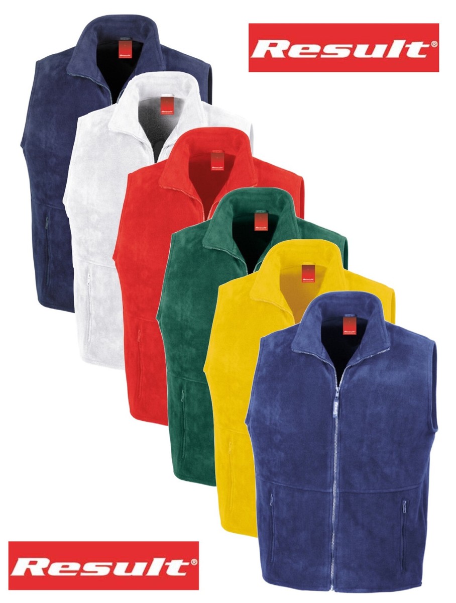 Result Hombre Blanco Amarillo Rojo Verde Azul sin Mangas Chaleco Polar Chaleco