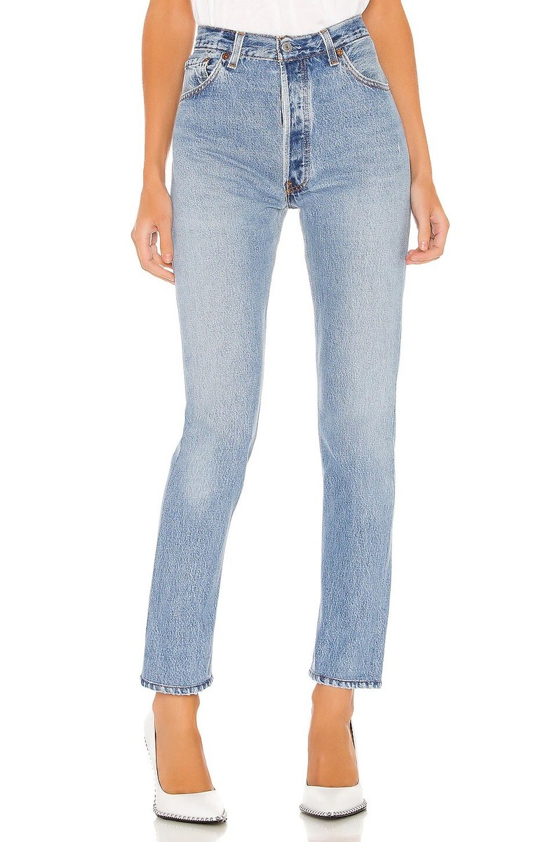 RE/DONE Levis High Rise Ankle Crop Jeans Indigo Blue