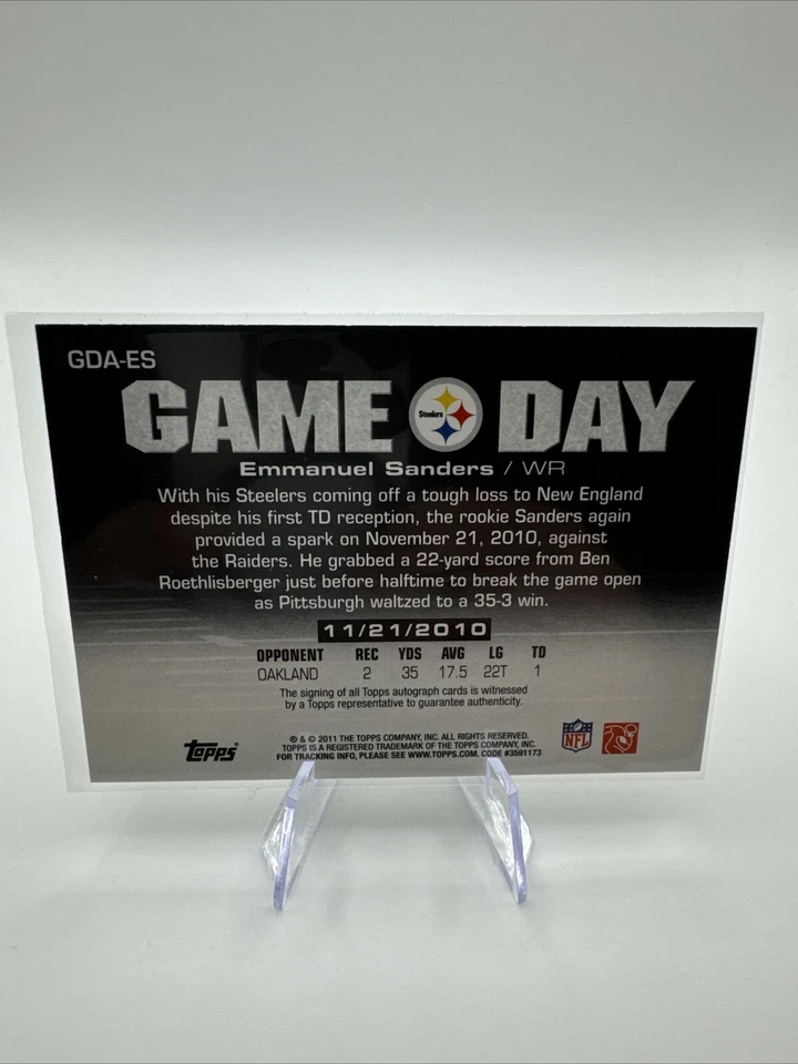 2011 Topps - Game Day Autographs #GDA-ES Emmanuel Sanders (AU) - Image 2 of 2