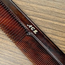 VTG Genuine ACE 7.25  Faux Tortoise Amber Brown Long Hair Comb - EUC