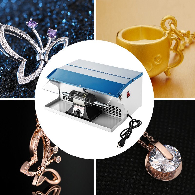 Benchtop Polishing Buffing Machine Jewelry Polisher Dust Collector W/ Light 500W