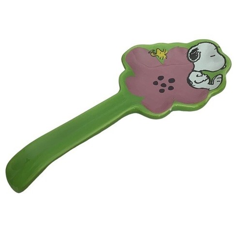 Snoopy Woodstock Spoon Rest Peanuts Glazed Ceramic Watermelon Pink Green - Picture 11 of 18