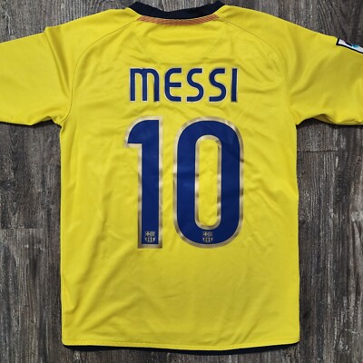 2009 Nike Barcelona Away Soccer Jersey Lionel Messi Kids L Spain