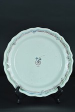 Rare Bordeaux Earthenware Plate 18th Century Manganese Green Eyelet Decor 