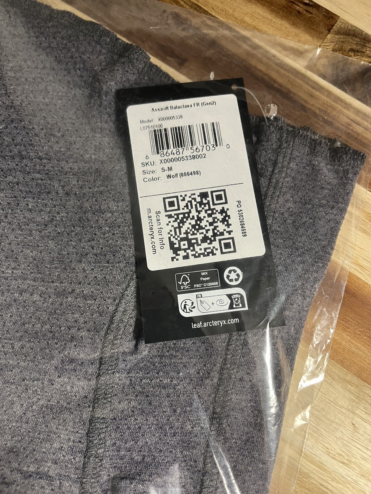 ARC'TERYX Arcteryx Leaf Assault Balaclava FR Gen2 taglia S M grigio lupo