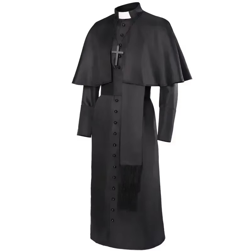 Disfraz de túnica de muerte de Halloween: monje medieval, traje de cosplay de sacerdote