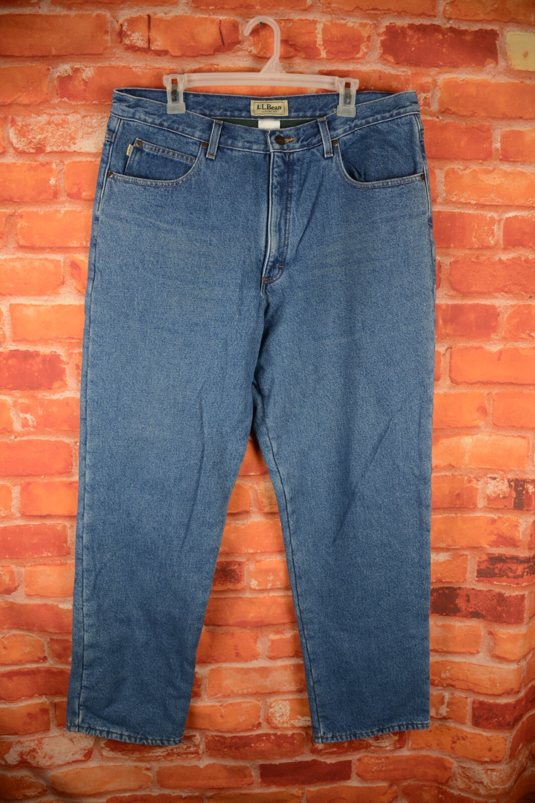 LL Bean Mens Jeans 36x30(Tag 38x32) Blue Fleece Lined Classic Fit