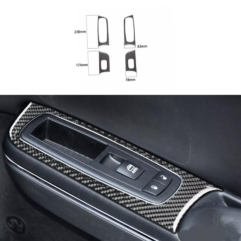 4Pcs 15-2020 For Dodge Charger Carbon Fiber Car Interior Door Control Cover Trim