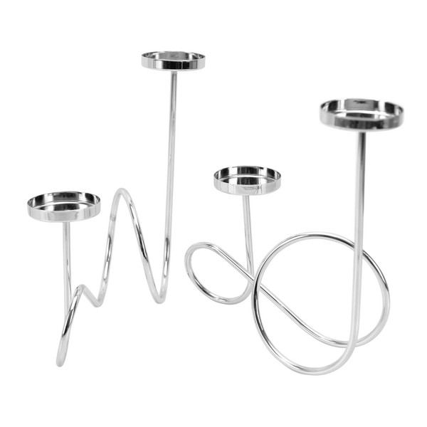 Kerzenhalter Aus Metall FüR 4 Teelichter - Moderner KerzenstäNder In Silber-image
