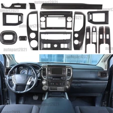 Carbon Fiber ABS Interior Decoration Cover Trim Kit For Nissan Titan 2016-19