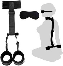 Neck to Wrist BDSM Bed Restraints Set with Adjustable Hand Cuffs Ankle Cuff, Sex