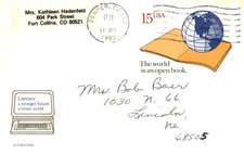 Fort Collins, CO 1990 Literacy Campaign Postcard