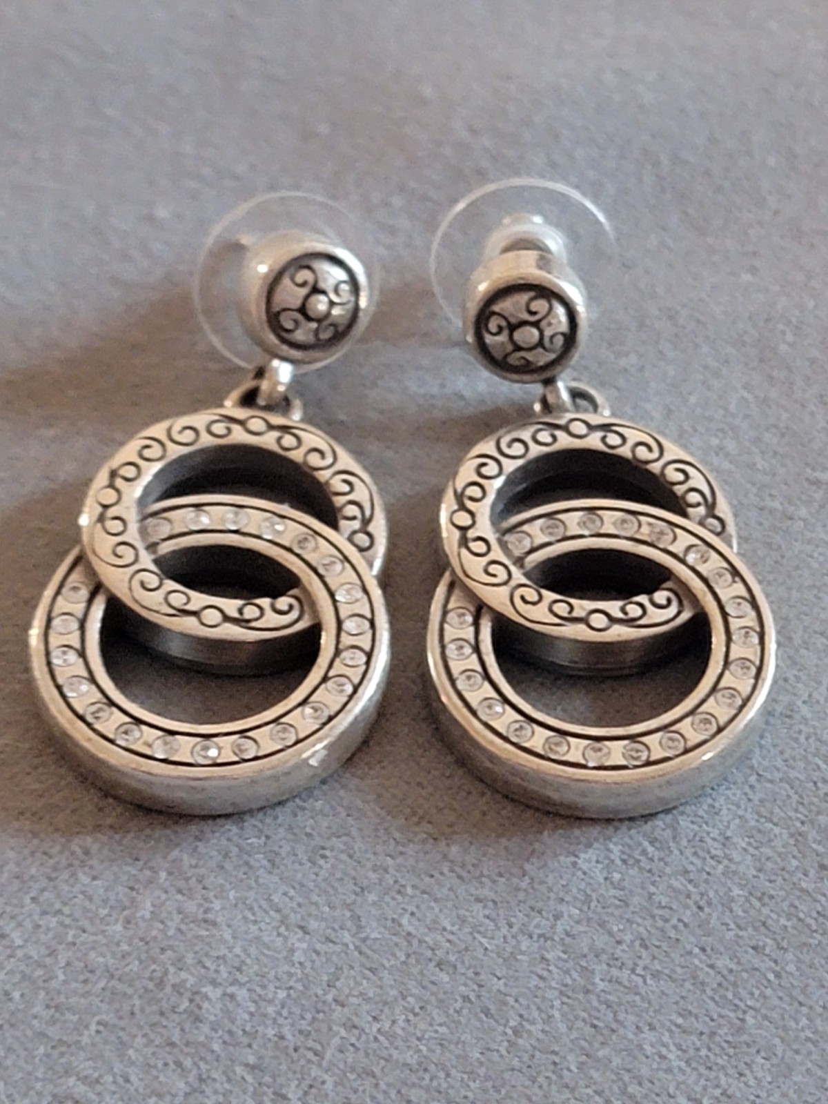 Brighton Double Interlocking Circles Crystal Dang… - image 1
