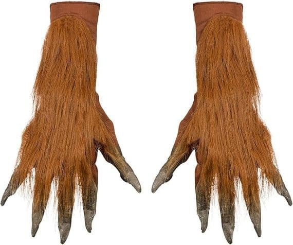 Halloween Werewolf Gloves with Fur Monster Claws Fancy Dress Accessory