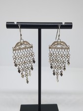 Vintage Sterling Silver 925 Filigree Chandelier Earrings