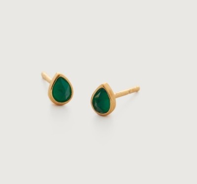 MONICA VINADER Ohrstecker Träne 18 kt Gelbgold Vermeil Sterlingsilber Onyx NEU