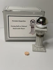 VTG PHB Hinged Trinket Box Garden GAZING BALL Flower Midwest Cannon Falls MIB