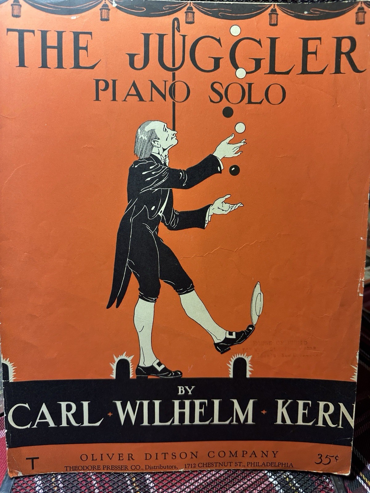 A 1911 9x12  Piano Novelty Sheet Music THE JUGGLER by Carl Wilhelm Kern