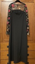 SHEIN CURVE WOMEN Black Dress Sheer Floral Embroidered Sleeves 4XL Wedding  713