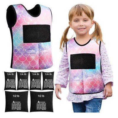 Janmercy Kids Sensory Weighted Compression Vest Mermaid Scale Small Adjustable