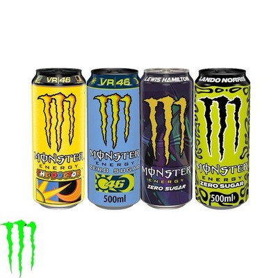 Monster Energy 4 Drinks (The Doctor, Rossi VR 46, Lewis Hamilton, Lando Norris)