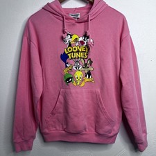 Looney Tunes Pink Hoodie Classic Cartoon Characters Print Size: XS
