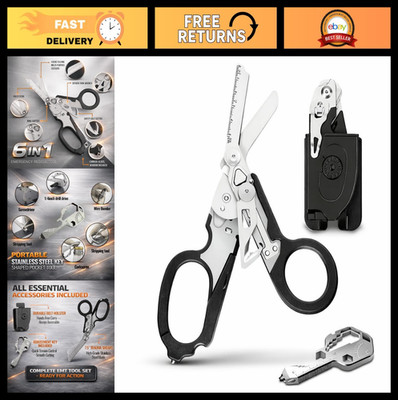 6-in-1 Trauma Shears with Key & Storage Box - Premium Medical Scissors for EMT,
