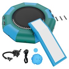 Uimoso10ft Inflatable Water Trampoline Swim Platform Bounce with Slide Pool Lake