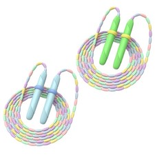Beaded Jump Rope 2 Pack, Segmented Skipping Rope for Kids, Adjustable Tangle