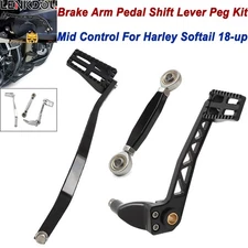 Mid Control Brake Arm Pedal Kit Shift Lever Shifter Peg For Harley Softail 18-25