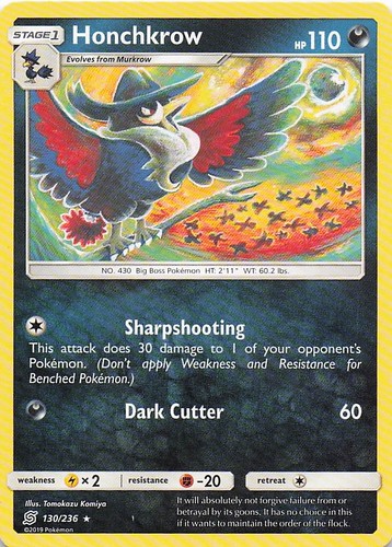 Honchkrow 130/236 Rare Unified Minds Pokemon Near Mint