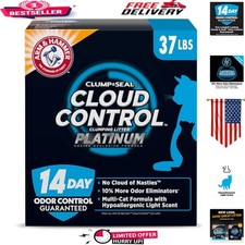 Cloud Control Platinum Clumping Cat Litter, 37 lbs - 14-Day Odor Control Formula